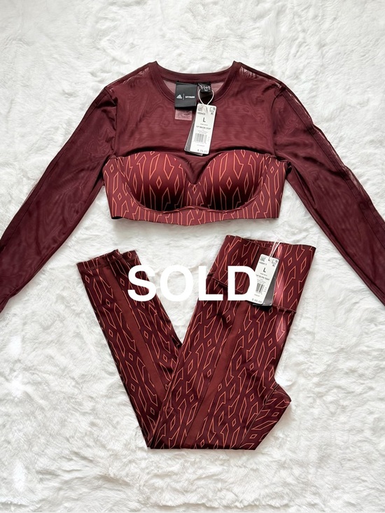 IVY PARK Pants - NWT Adidas x Ivy Park Monogram Crop Top & Sheer Panel Tights, L